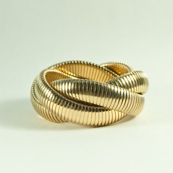 KENNETH JAY LANE, 3 ROW GOLD ROLLING BRACELET - Picture 1 of 3
